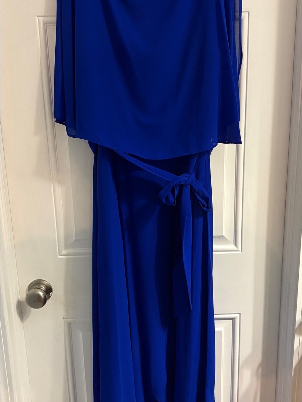 Jessica Howard Cobalt Blue Layered Maxi Dress with Waist Tie